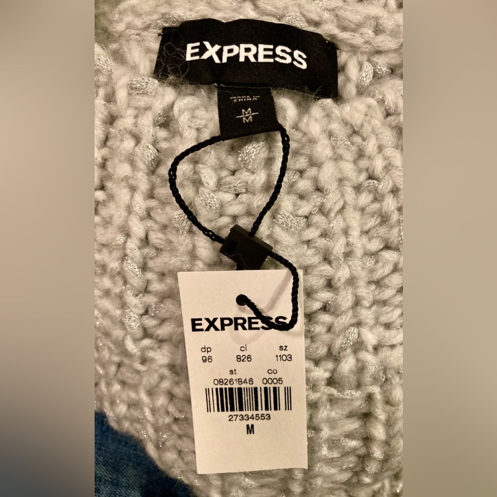 Express chunky knit silver sweater medium - Picture 3 of 4